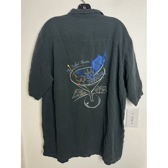 Columbia "The Perfect Martini" 100% Silk Short Sleeve Button Down Shirt Size XL - Picture 3 of 16